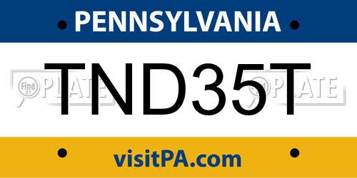 TND35T Pennsylvania License Plate