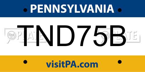 TND75B Pennsylvania License Plate