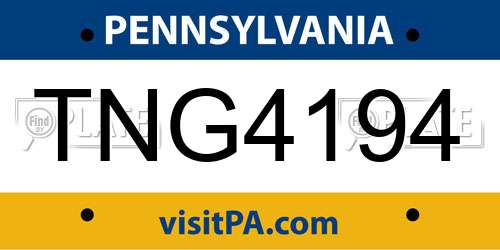 TNG4194 Pennsylvania License Plate