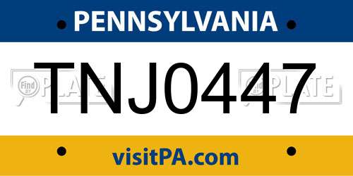 TNJ0447 Pennsylvania License Plate