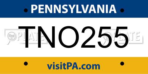 TNO255 Pennsylvania License Plate