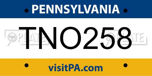 TNO258 Pennsylvania License Plate