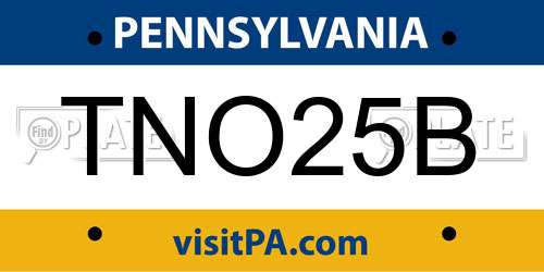 TNO25B Pennsylvania License Plate