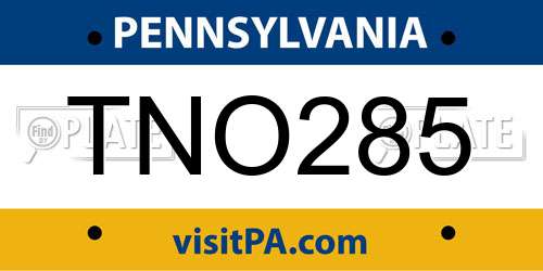 TNO285 Pennsylvania License Plate