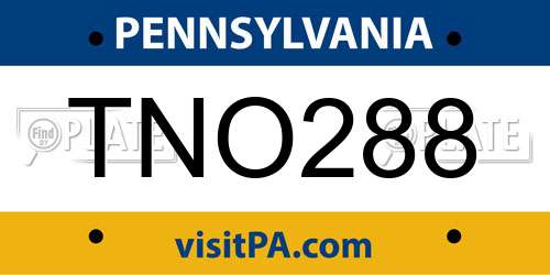 TNO288 Pennsylvania License Plate