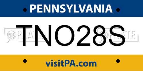 TNO28S Pennsylvania License Plate
