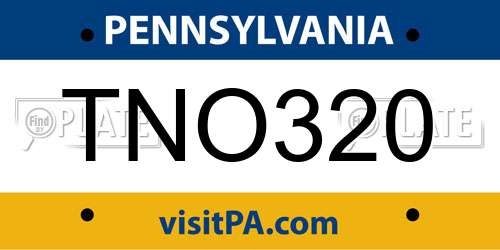 TNO320 Pennsylvania License Plate