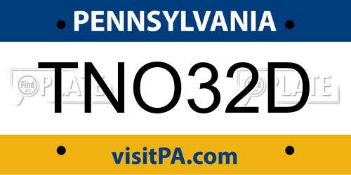 TNO32D Pennsylvania License Plate