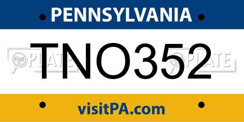 TNO352 Pennsylvania License Plate