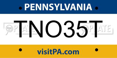 TNO35T Pennsylvania License Plate