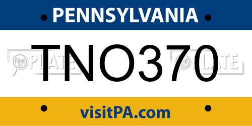 TNO370 Pennsylvania License Plate