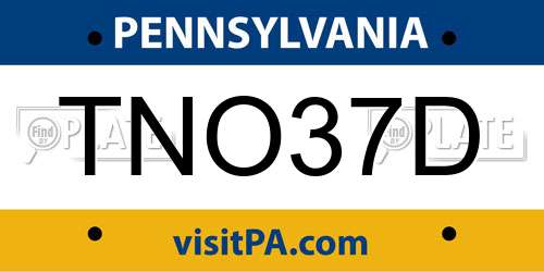 TNO37D Pennsylvania License Plate
