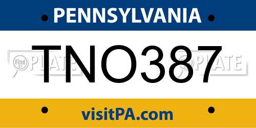 TNO387 Pennsylvania License Plate
