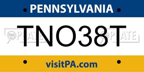 TNO38T Pennsylvania License Plate