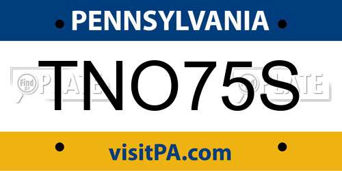 TNO75S Pennsylvania License Plate