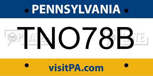 TNO78B Pennsylvania License Plate