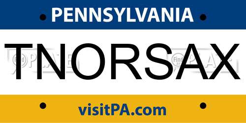 TNORSAX Pennsylvania License Plate