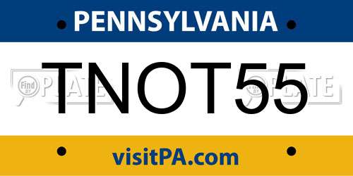 TNOT55 Pennsylvania License Plate