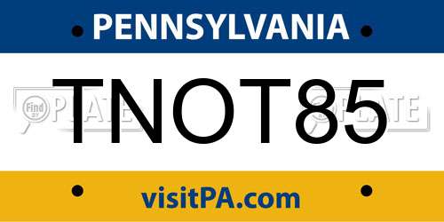 TNOT85 Pennsylvania License Plate