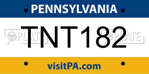 TNT182 Pennsylvania License Plate