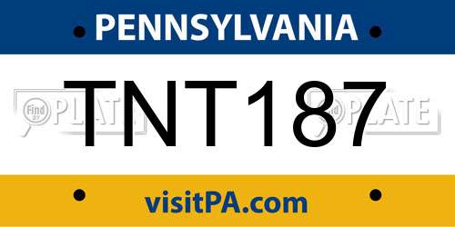 TNT187 Pennsylvania License Plate