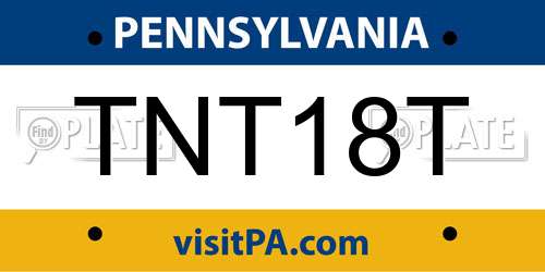 TNT18T Pennsylvania License Plate