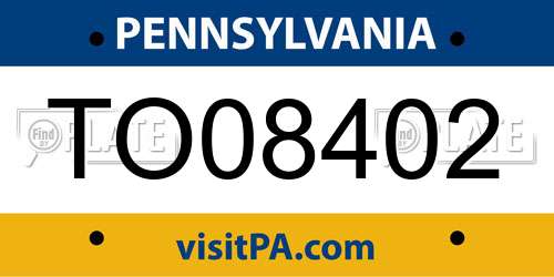 TO08402 Pennsylvania License Plate