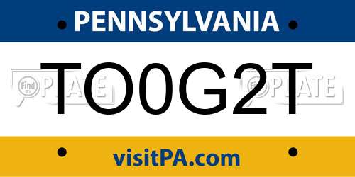 TO0G2T Pennsylvania License Plate