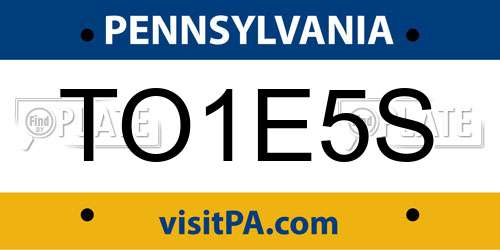 TO1E5S Pennsylvania License Plate
