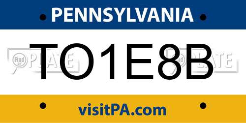 TO1E8B Pennsylvania License Plate