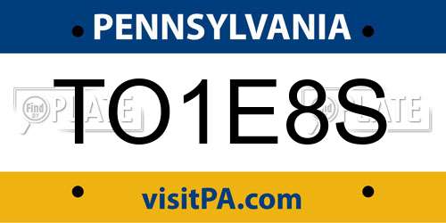 TO1E8S Pennsylvania License Plate