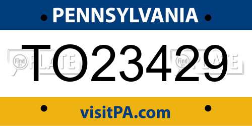 TO23429 Pennsylvania License Plate