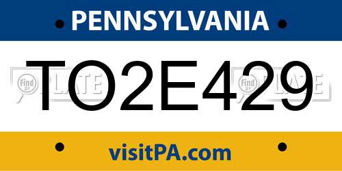 TO2E429 Pennsylvania License Plate