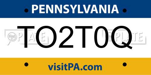 TO2T0Q Pennsylvania License Plate