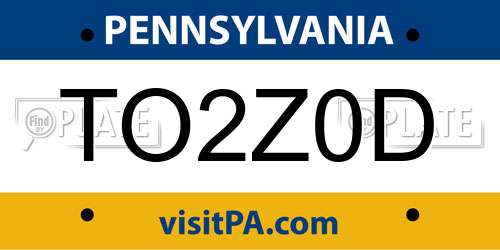 TO2Z0D Pennsylvania License Plate