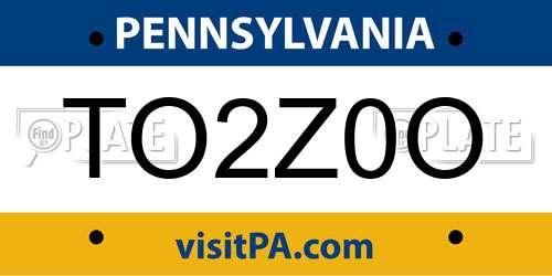 TO2Z0O Pennsylvania License Plate