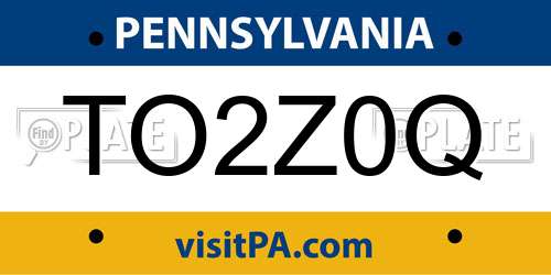TO2Z0Q Pennsylvania License Plate