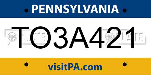 TO3A421 Pennsylvania License Plate