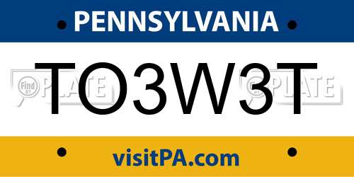 TO3W3T Pennsylvania License Plate