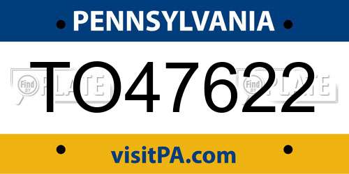 TO47622 Pennsylvania License Plate