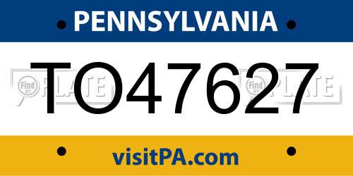 TO47627 Pennsylvania License Plate
