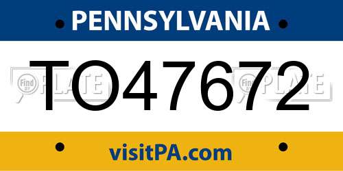 TO47672 Pennsylvania License Plate