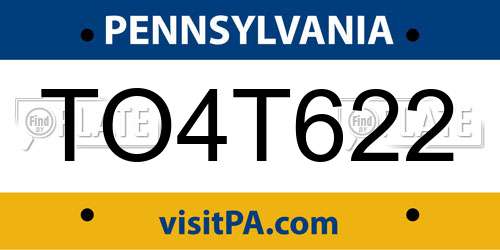 TO4T622 Pennsylvania License Plate