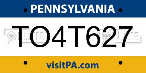 TO4T627 Pennsylvania License Plate