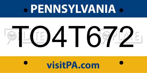 TO4T672 Pennsylvania License Plate