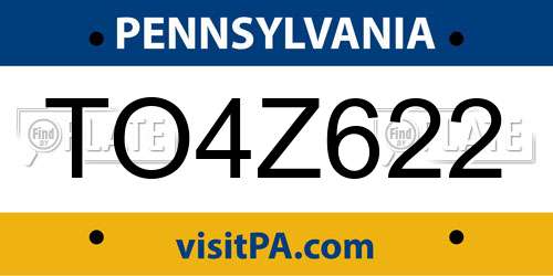 TO4Z622 Pennsylvania License Plate