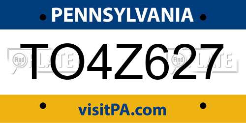 TO4Z627 Pennsylvania License Plate