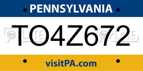 TO4Z672 Pennsylvania License Plate