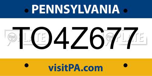 TO4Z677 Pennsylvania License Plate