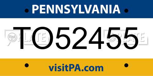 TO52455 Pennsylvania License Plate